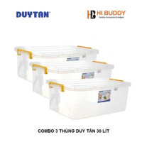 Combo 3 Thùng Nhựa Duy Tân Trong Suốt 30 Lít (56.4 x 37.9 x 20.5 cm) No.H117