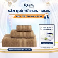 Combo 3 "Tiện Lợi" gồm 1 khăn tắm-1 khăn gội-1 khăn mặt ROYAL TOWEL 100% cotton dày thấm hút, không đổ lông không ra màu