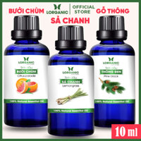 Combo 3 Tinh Dầu LORGANIC  Nhiều Mùi Hương  Xông Phòng Thư Giãn, Đuổi Muỗi 10m  Sả Chanh, Quế, Bạc Hà, Oải Hương Lavender, Tràm, Ngọc Lan Tây, Hương Thảo, Stress Relief, Sensual, Cam, Vỏ Bưởi, Bạch Đàn Chanh, Bưởi Chùm, Gỗ Thông 10ml - SẢ CHANHBƯỞI CHÙMGỖ THÔNG