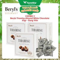(Combo 3) Tiramisu Almond White Chocolate 65g Beryl's - Socola truyền thống hấp dẫn với bột phô mai kem Ý mascarpone
