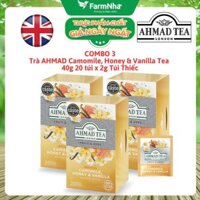 (Combo 3) Trà Ahmad Camomile, Honey & Vanilla Tea 40g 20x2g Túi Thiếc – Trà Hoa Cúc, Mật Ong & Vani