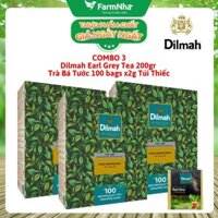 (Combo 3) Trà Dilmah Earl Grey Premium Ceylon Tea 200g 100 túi x 2g Túi Thiếc - Tinh Hoa Trà Bá Tước