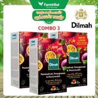 (Combo 3) Trà Dilmah Passion Fruit Pomegranade & Honeysuckle 30g 20 túi x 1.5g Chanh Dây, Lựu, Kim Ngân Hoa