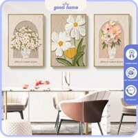 Combo 3 Tranh Canvas Decor Size To Phong Cách Kem Hoa GD105 - Trang Trí Phòng Khách, Phòng Ngủ, Khách Sạn, Homestay