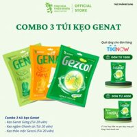 Combo 3 túi 20 viên - Kẹo thảo mộc Gezcol - Genat Chanh Sả - Genat Gừng - Giao 2H HCM