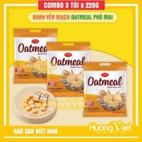 Combo 3 túi bánh yến mạch PHÔ MAI Oatmeal Richy 220g, bánh kẹo Hàn Quốc, bánh lúa mạch Mini Bite