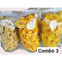 COMBO 3 TÚI CHUỐI SẤY GIÒN NGUYÊN MIẾNG, KHOAI LANG SẤY MẬT ONG NGUYÊN MIẾNG, MÍT SẤY GIÒN VỠ TO