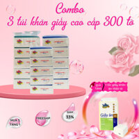 [Combo 3 túi] Khăn giấy cao cấp VILA 300 tờ 4 lớp, tặng 1 túi giấy khăn ăn 1500 tờ