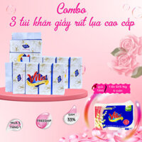 [Combo 3 túi] Khăn giấy rút lụa VILA cao cấp 280 tờ 4 lớp, tặng 1 lốc giấy vệ sinh 1kg 6 cuộn