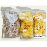 COMBO 3 TÚI KHOAI LANG SẤY MẬT ONG NGUYÊN MIẾNG, MÍT SẤY GIÒN VỠ TO, KHOAI MÔN SẤY GIÒN VỠ