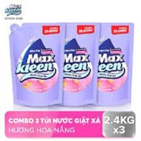 COMBO 3 TÚI NƯỚC GIẶT XẢ MAXKLEEN HƯƠNG HOA NẮNG ( 2,4KG/TÚI)