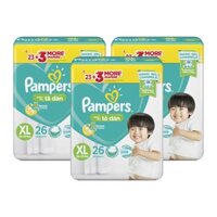 Combo 3 túi tã-bỉm dán Pampers Baby-Dry XL26 (Hàng nhập khẩu)