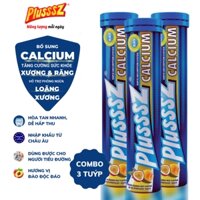 {COMBO 3 TUÝP} Viên sủi Plusssz Calcium vị Đào mix chanh leo không đường (Tuýp 20 viên sủi)