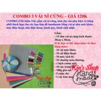 COMBO 3- VẢI NỈ CỨNG Kèm nguyên liệu kim chỉ bông gòn làm móc khoá quà tặng handmade bằng vải nỉ