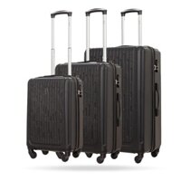 Combo 3 Vali Kéo Du Lịch LUG Aber S20&amp;24&amp;28 MHL010 Nhựa ABS Hạn Chế Trầy Xước - 20 inch  24 inch  28 inch - Black
