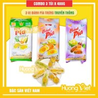 Combo 3 vị bánh pía sầu riêng truyền thống Tân Huê Viên (đậu xanh, khoai môn, lá dứa sầu riêng)