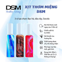 [Combo 3 vị] Xịt thơm miệng Breath Spray DSM vị Bạc hà, Dâu tây, Chocolate