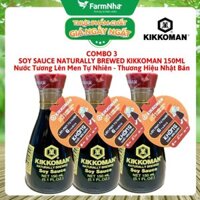 (Combo 3) Xì Dầu Kikkoman Soy Sauce 150ml – Nước tương chuẩn Nhật Bản, Không GMO, Hương Vị Tự Nhiên