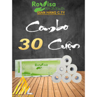 Combo 30 cuộn, 3 bịch 3kg giấy vệ sinh 4 lớp mềm mịn, siêu dai cao cấp ROVISA