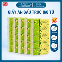 Combo 30 gói Giấy ăn gấu trúc Silkwell 160 tờ 3 lớp, khăn giấy rút siêu dai không tẩy trắng chính hãng