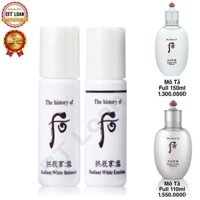 Combo 30 lọ nước hoa hồng và sữa dưỡng whoo trắng da mờ thâm sạm da whoo radian white emulsion