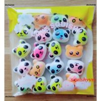 COMBO 30 squishy mặt panda màu mẽ 30 công cụ giải trí Squishy hình gấu panda dễ thương