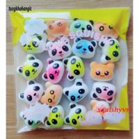 COMBO 30 squishy mặt panda màu mẽ 30 công cụ giải trí Squishy hình gấu panda dễ thương