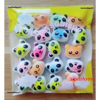 COMBO 30 squishy mặt panda màu mẽ 30 đồ giải trí Squishy hình gấu panda dễ thương