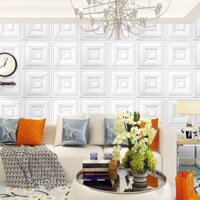 Combo 30 tấm xốp 3D giả da màu trắng