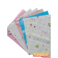 Combo 30 Tấm Xốp Dán Tường Hoạt Hình 3D. Miếng Dán Tường Trẻ Em Kích Thước 70x77cm Có Keo Sẵn