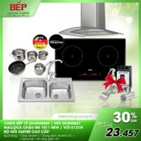 COMBO 32: bếp từ Chefs EH-DIH888P + hút mùi Chefs EH-R506E7 + chậu Malloca MS1011 New + vòi K121N + bộ nồi Faster Melody