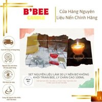 Combo 33: Nguyên liệu làm 30 ly nến bơ an toàn không khói B'Bee, ly thủy tinh chân cao 100ml