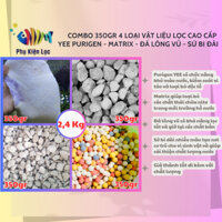 Combo 350gr 4 loại vật liệu lọc CAO CẤP  Yee purigen - matrix - đá lông vũ - sứ bi đài