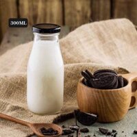 COMBO 36 CHAI SỮA THỦY TINH TRÒN 300ML NẮP THIẾC ĐỰNG SỮA HẠT, SINH TỐ