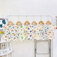 COMBO 3bộ Tăm Lạnh quần áo cộc tay nền kem in hình mặc hè cho bé 4-16kg cho bé dưới 3 tuổi dưới 1m Gửi Họa Tiết Ngẫu nhi