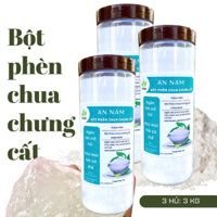 combo 3kg bột phèn chua chưng cất nguyên chất- giúp ngăn tiết mồ hôi, khử mùi ôi nách - ngâm khử mùi quần áo.