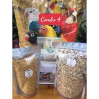 combo 4: 1kg hạt trộn vẹt nhỏ trong bao + 500g cám trứng parrocchetti  tặng 100g khoáng grit