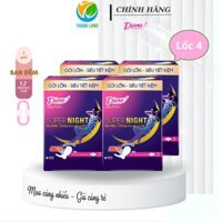(Combo 4) Băng vệ sinh ban đêm, Băng vệ sinh Diana Super Night 35cm gói 12 miếng
