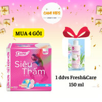 Combo 4 Băng vệ sinh DIANA siêu thấm siêu mỏng cánh TẶNG 1 ddvs fresh&care 150ml gói 20 miếng Cami kids shop