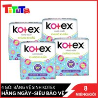 Combo 4 Băng Vệ Sinh Kháng Khuẩn Hàng Ngày Kotex Siêu Bảo Vệ 8 miếng