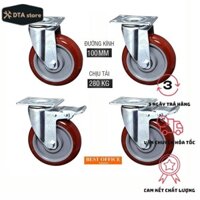 Combo 4 bánh xe đẩy hàng 100mm chịu tải 280kg, lắp cho xe kéo tay, xe đẩy hàng chất lượng