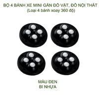 Combo 4 bánh xe mini 4 gắn thùng giác, đồ vật đa năng tiện dụng giúp dễ dàng di chuyển - Đen bi-nhựa