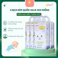 Combo 4 Bịch Tã QUẦN Jolie 200 Miếng Giá tại xưởng nội địa trung Siêu Thấm Hút Đủ Size M/L/XL/XXL