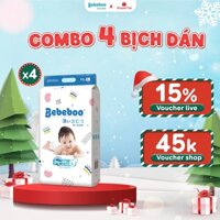 Combo 4 Bịch Tã/Bỉm Dán BEBEBOO Nhật Bản, Siêu Mềm Mịn, Thấm Hút Và Chống Tràn Vượt Trội, Có Đủ Size