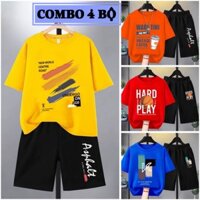 COMBO 4 Bộ quần áo bé trai size đại 17-40kg. Bộ đồ cho bé trai 5-14 tuổi (Ba Cào_Ly Cafe_Quả Banh_Chữ K)
