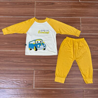 Combo 4 Bộ Thun Lạnh Dài Tay Quần Dài cho bé trai và bé gái mặc mát Size 5-15kg bé cao dưới 1m (0-3 tuổi)