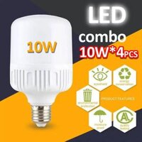 Combo 4 Cái Bóng Đèn Led 10W HOẶC 15W  Ánh Sáng Trắng Hình Trụ Đuôi Vặn Siêu Tiết Kiệm Điện Siêu Sáng Siêu Bền [bonus]