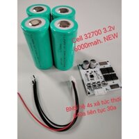 Combo 4 cell pin 32700 và mạch BMS đề xe máy xả 30 max tức thời 640