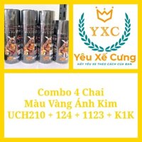 [Combo 4 chai] _ UCH210+124+1123+K1K _ Combo Màu Vàng Ánh Kim _ Chai sơn xịt sơn xe máy Samurai _ sparkling gold