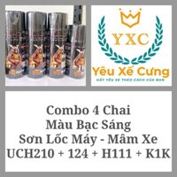 [Combo 4 chai] _ UCH210+124+H111+K1K _ Combo Màu Xám Bạc Sơn Lốc Máy, Mâm Xe _ Chai sơn sịt xe máy SAMURAI H111